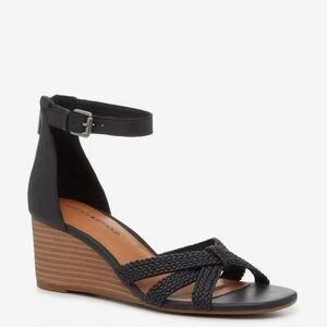 Lucky Brand Jaqulin Black Wedge Sandals, Size 7.5